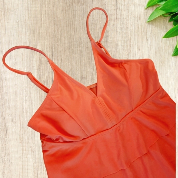 🔖Final Sale! Feraswim NWT Coral 2 pc Tankini Swimsuit with Tiered Ruffle Top - Picture 4 of 15